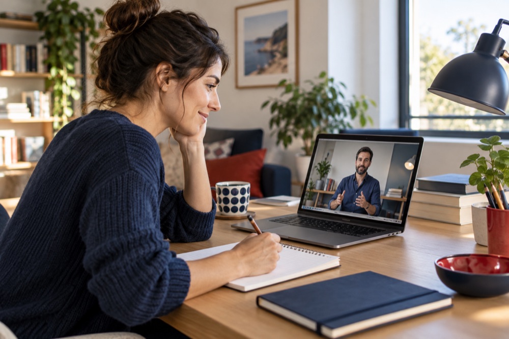 Estudio online con una clase en vídeo